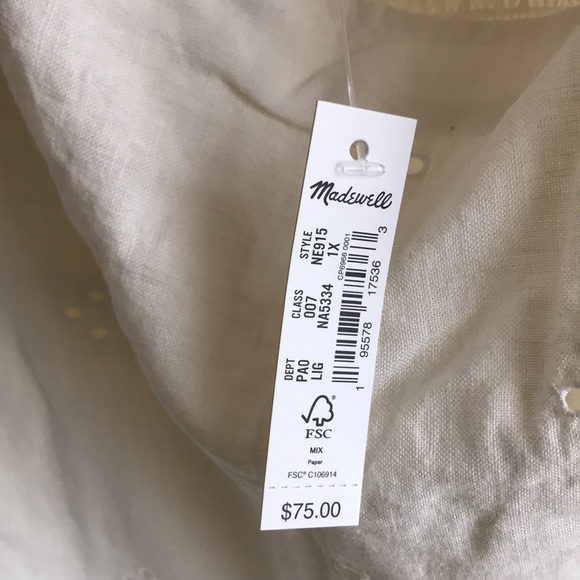 NWT Madewell size 1X Plus Rosalie Tie-Strap Top in White Geo Eyelet Sweet Summer - Picture 3 of 12